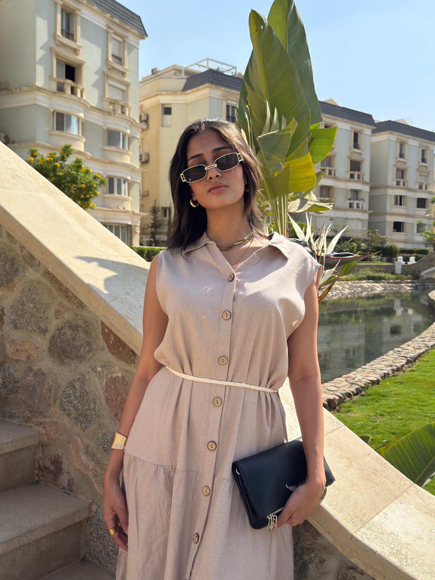 Summer Linen Dress Beige
