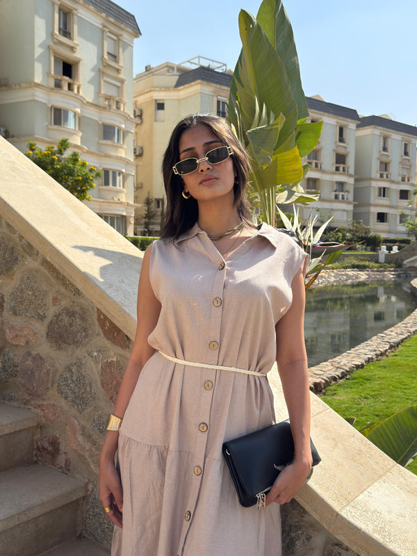 Summer Linen Dress Beige