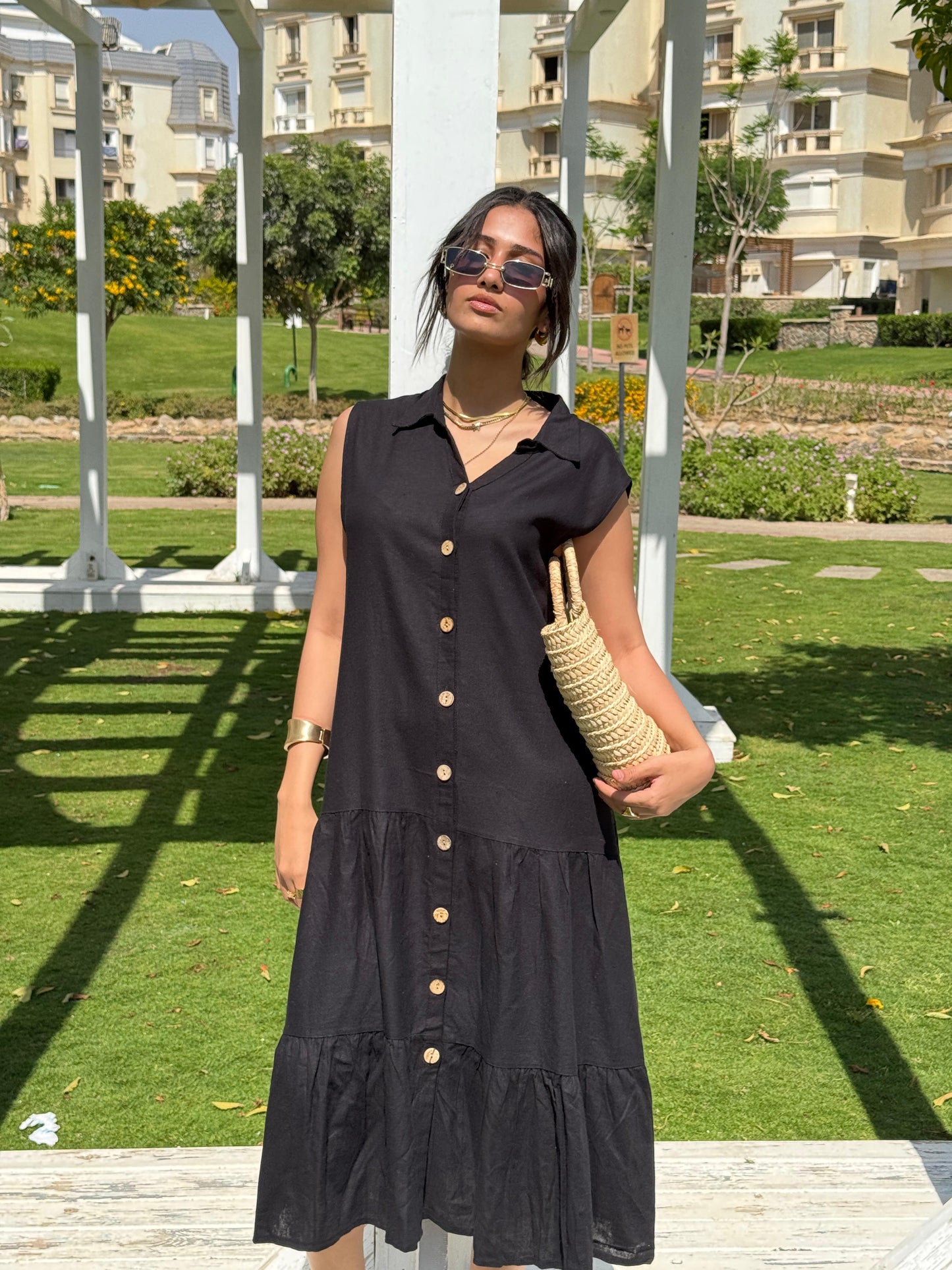 Summer Linen Dress Black
