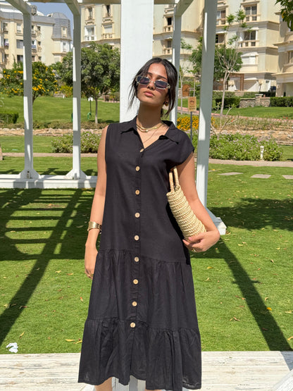 Summer Linen Dress Black