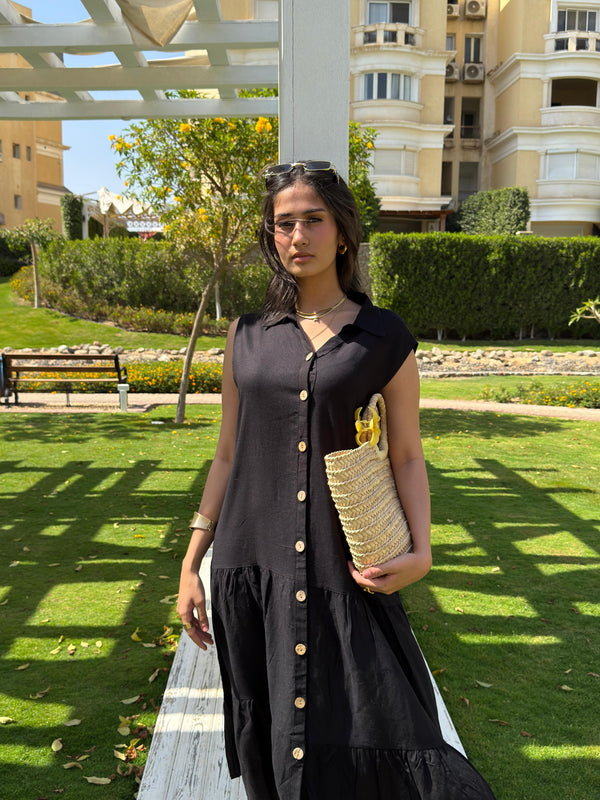 Summer Linen Dress Black