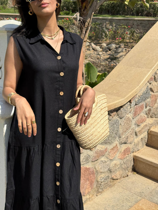 Summer Linen Dress Black