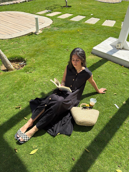 Summer Linen Dress Black