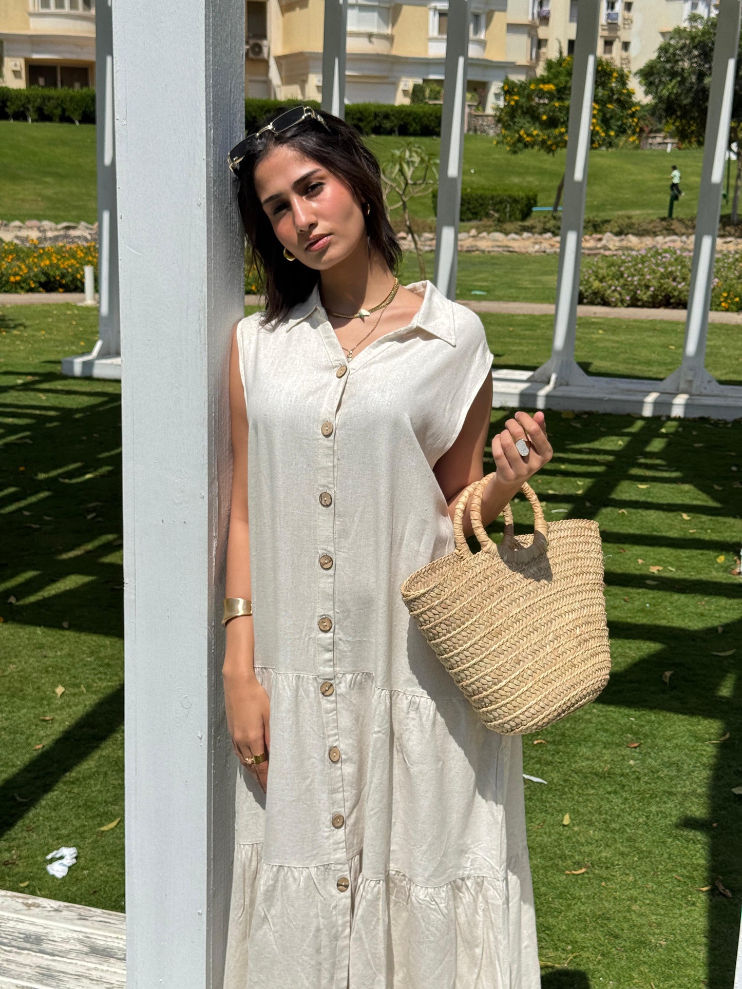 Summer Linen Dress Off-White