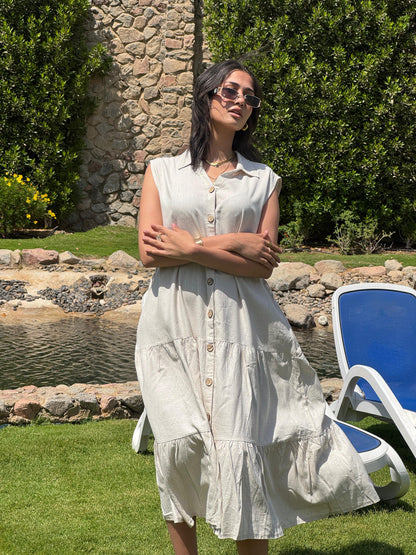 Summer Linen Dress Off-White